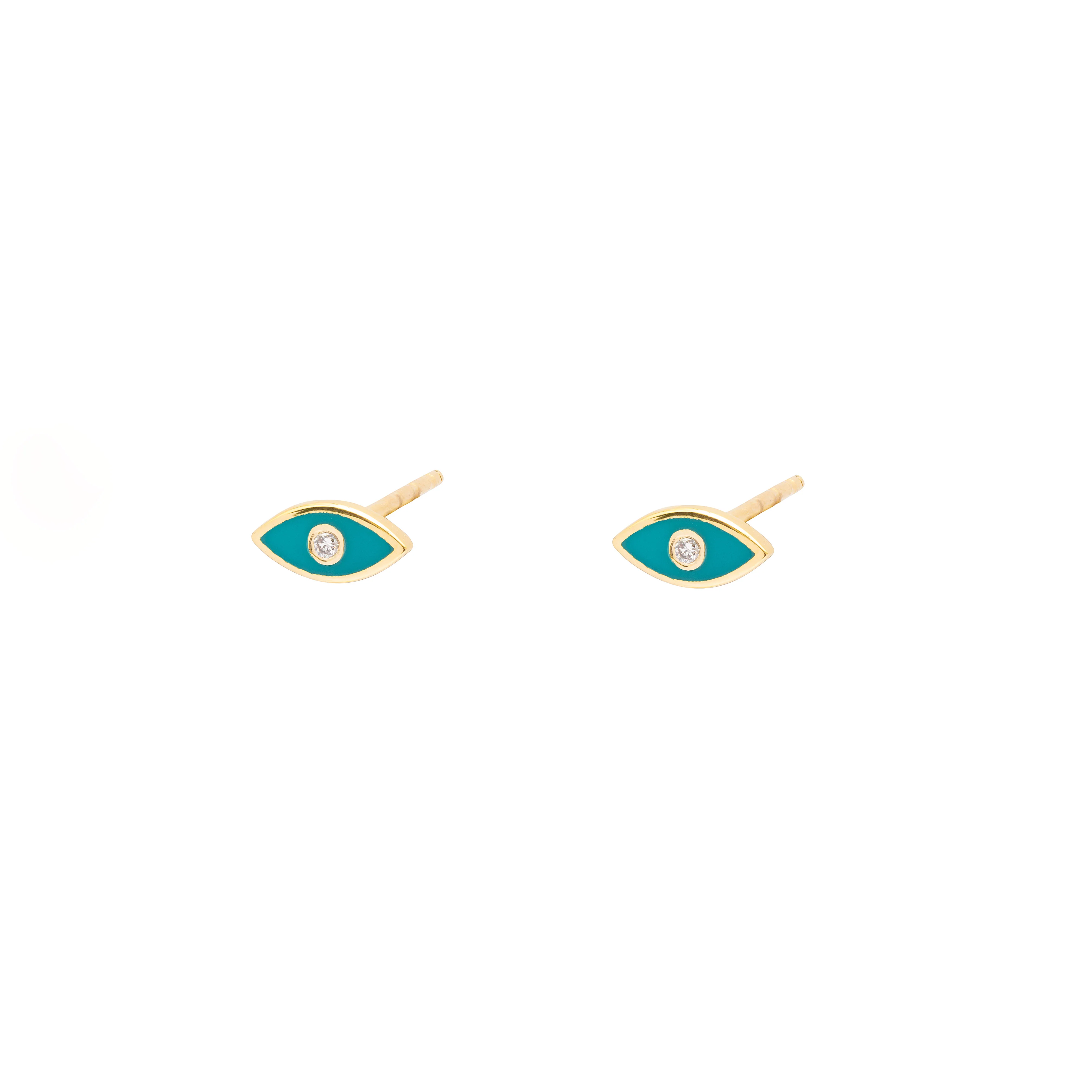 Evil Eye 10k gold lab diamond stud earrings