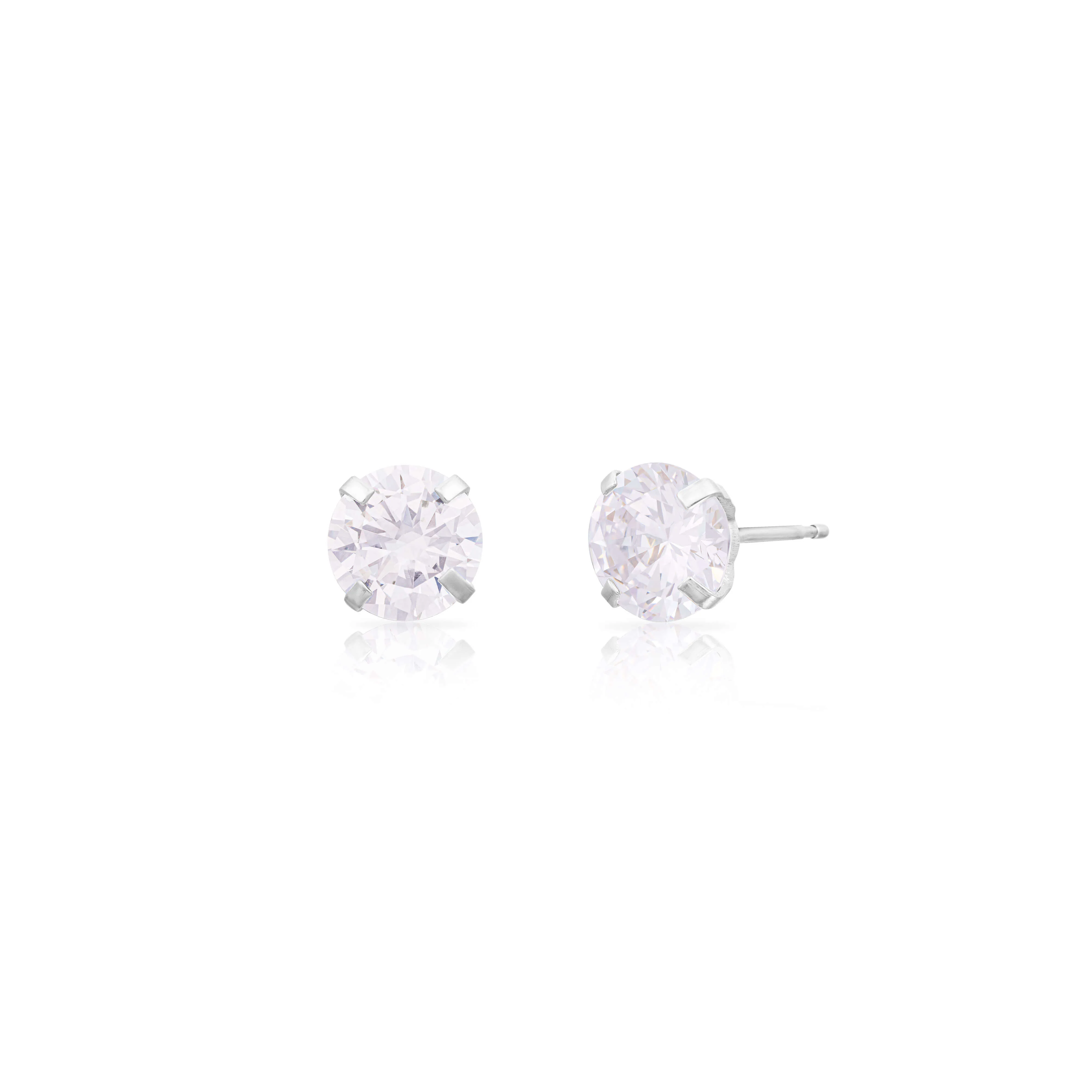 Cubic zirconia silver base round studs