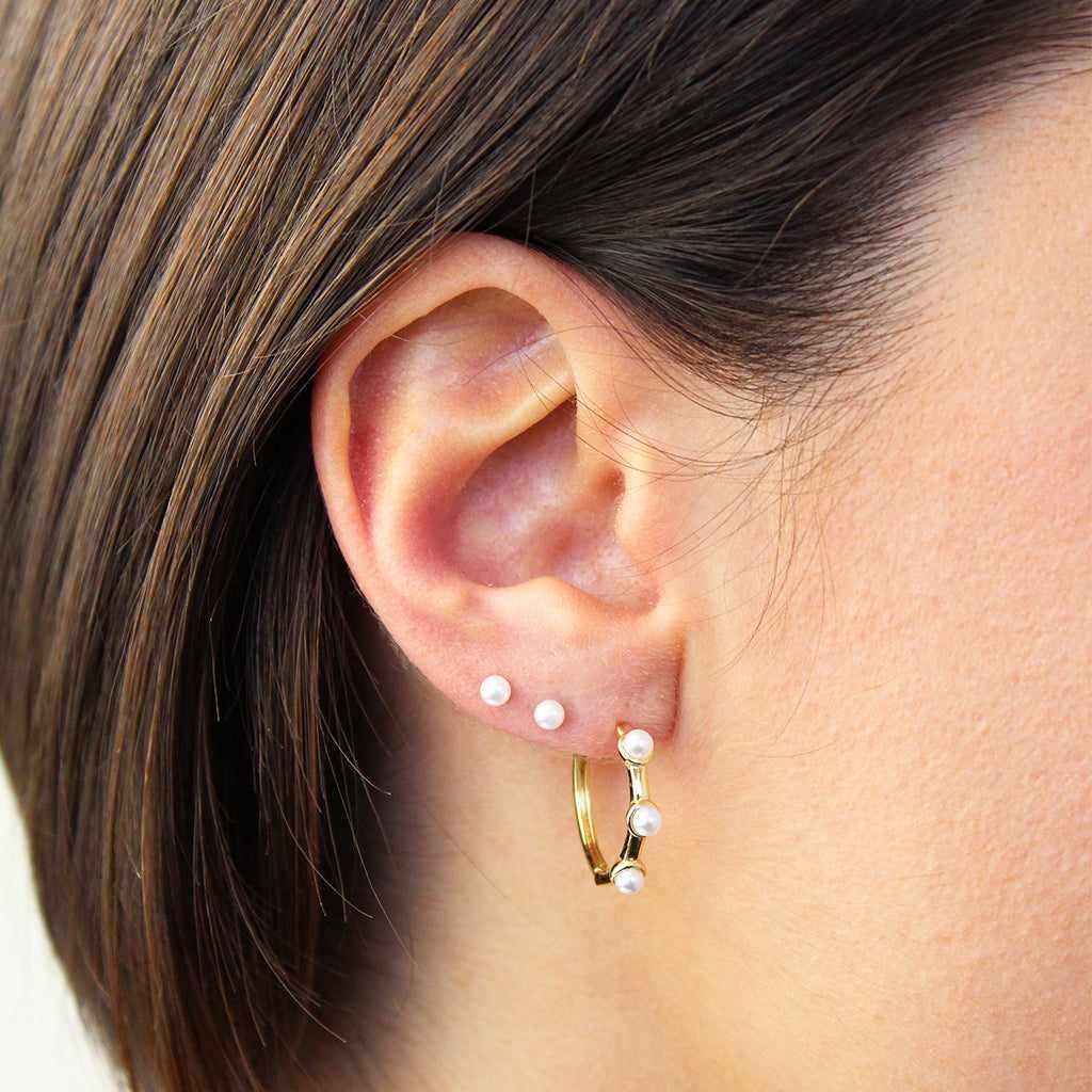 Lulu mini freshwater pearl sterling silver studs - Image 2