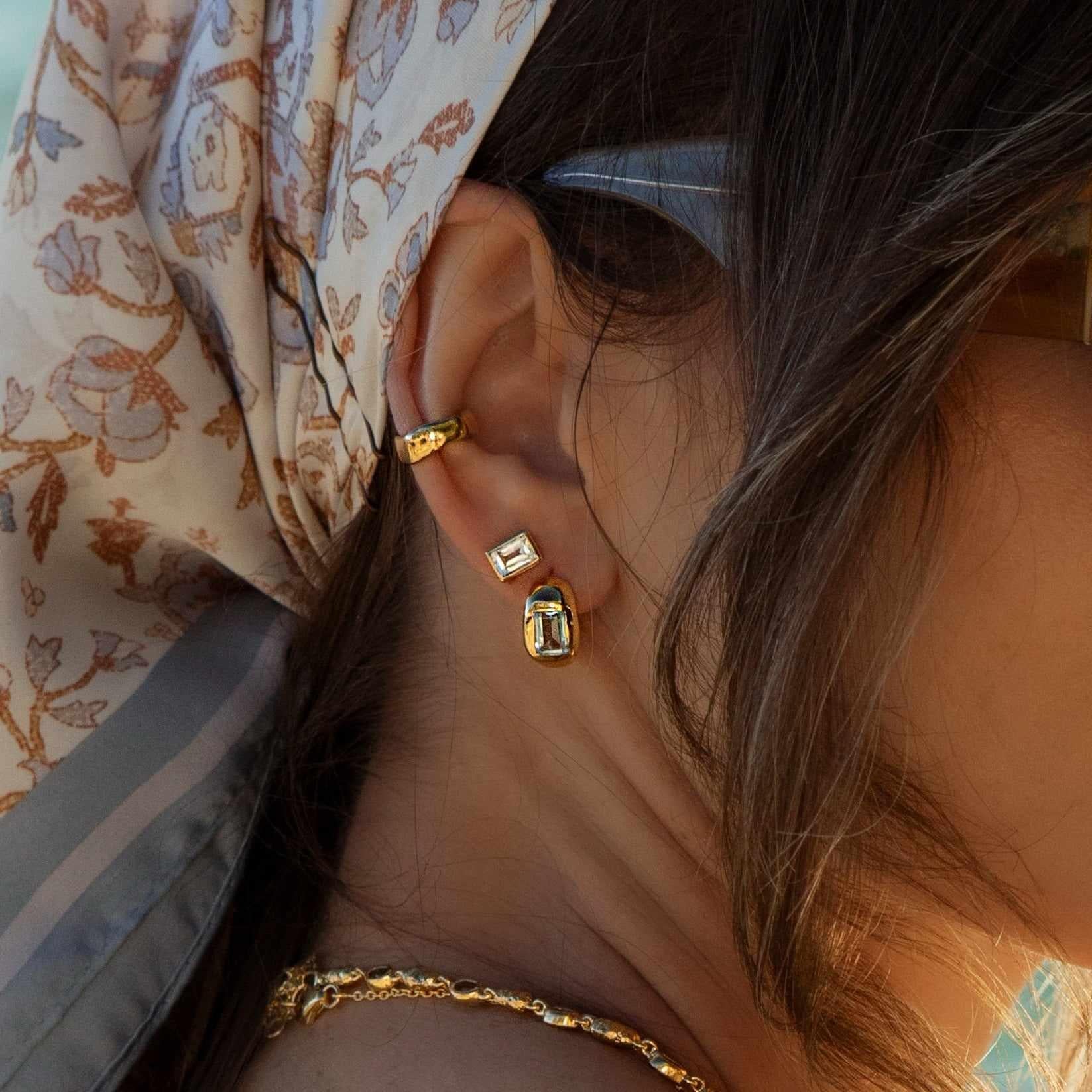 Lyris semi-precious sterling silver gold plated studs - Image 2
