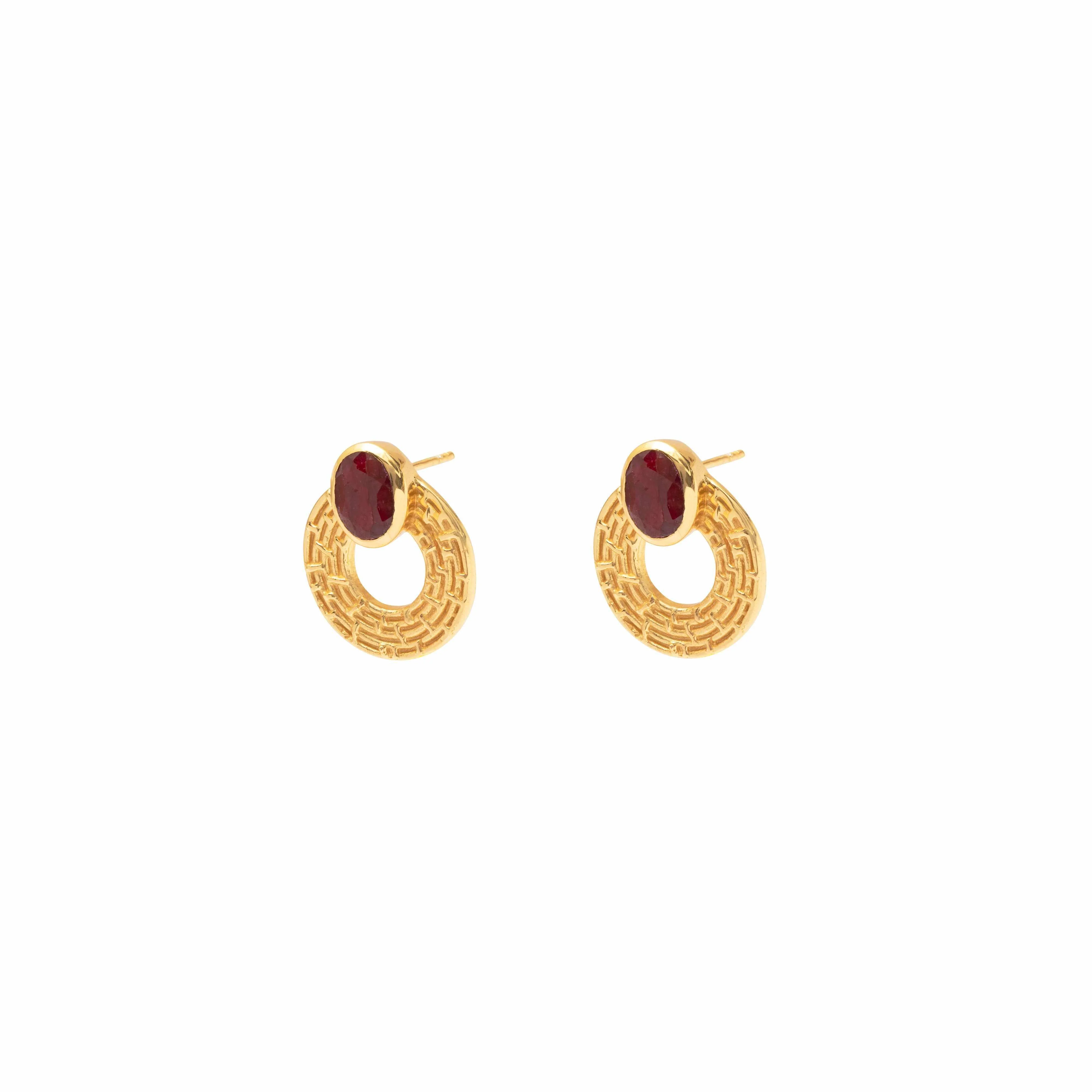 Salina round gold semi precious studs - Image 4